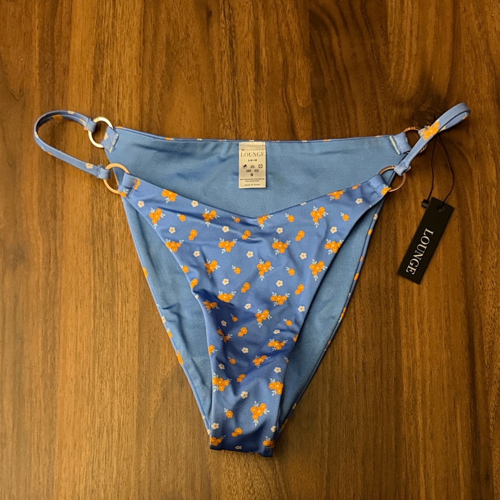 Lounge Blue Bikini Bottom with Floral Print